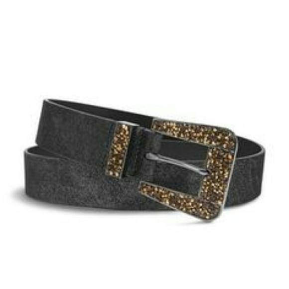 CHICO\'S SHINY TAUPE BLING ACCENT HOOK BELT NWT! LG